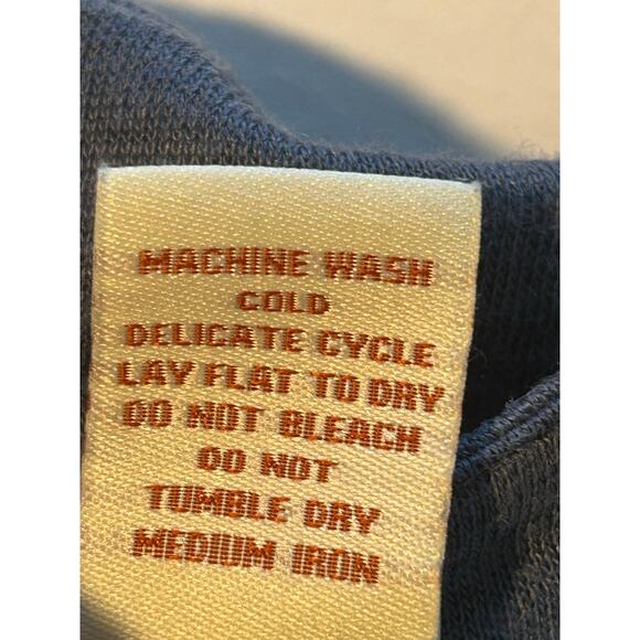 Sundance blue Honey Creek Linen Pintuck Henley Shirttail Hem Long Sleeve M - Picture 7 of 7